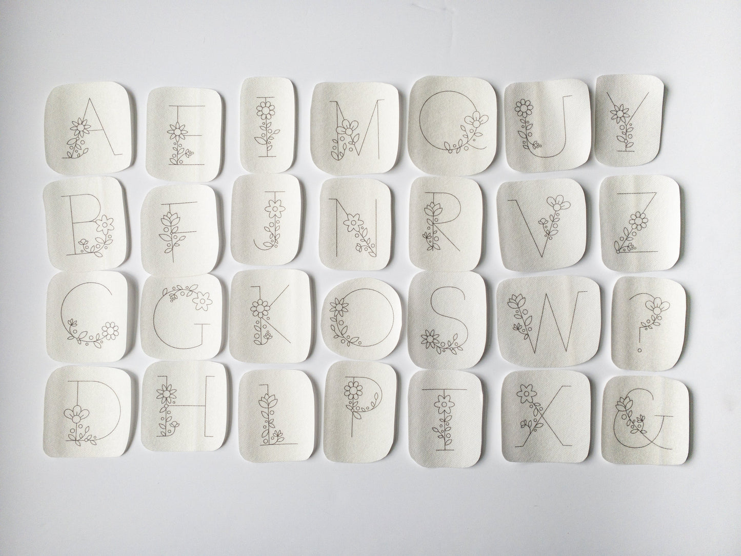 Floral Letters Stick and Stitch Patterns