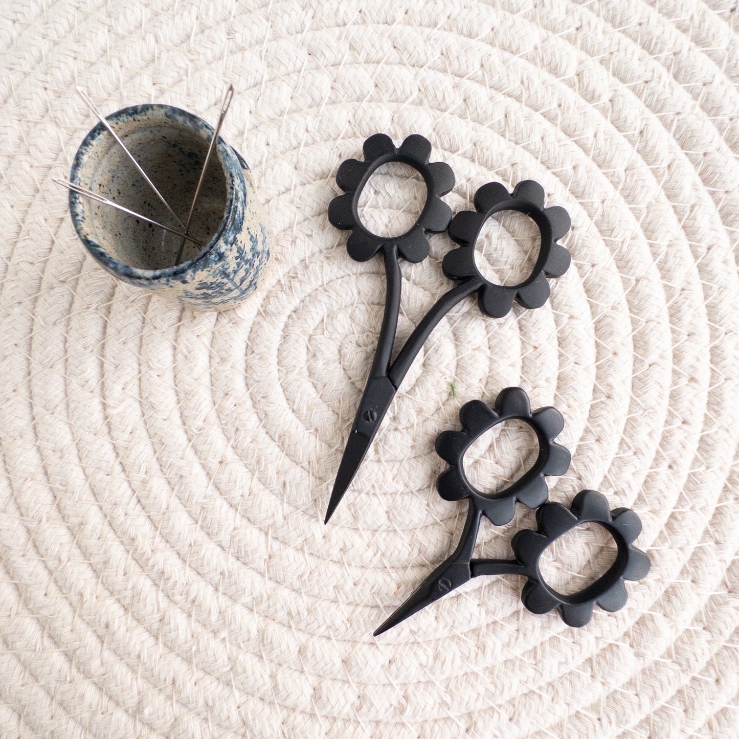 Matte Black Flower Embroidery Scissors