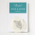 Pack of Olmsted Needlework Co. Stick & Stitch butterfly embroidery patterns on water-soluble paper.