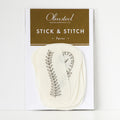 Olmsted Needlework Co. Stick & Stitch Ferns pack with 12 water-soluble embroidery patterns.