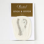 Olmsted Needlework Co. Stick & Stitch Ferns pack with 12 water-soluble embroidery patterns.