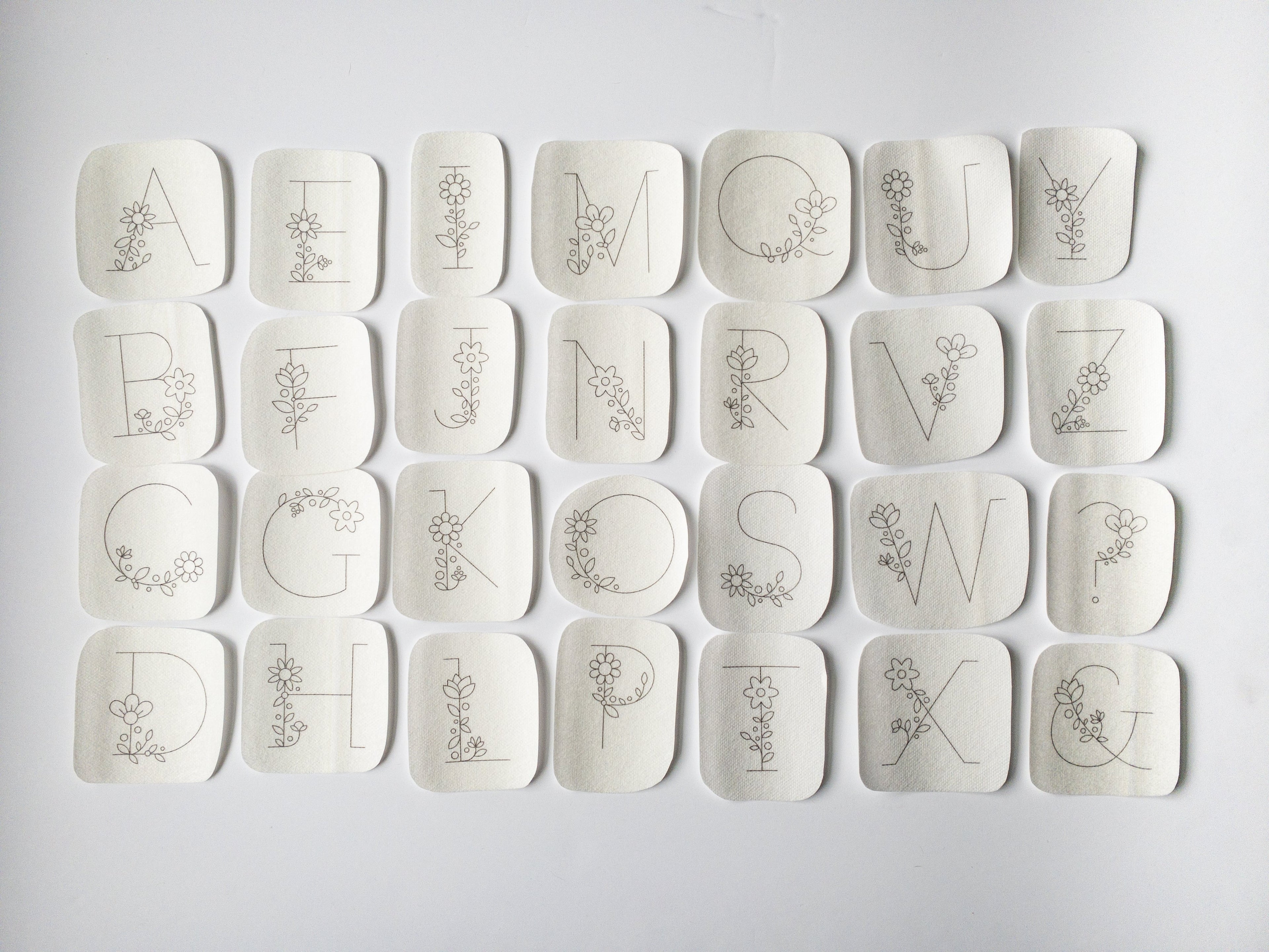 Floral Letters Stick and Stitch Patterns