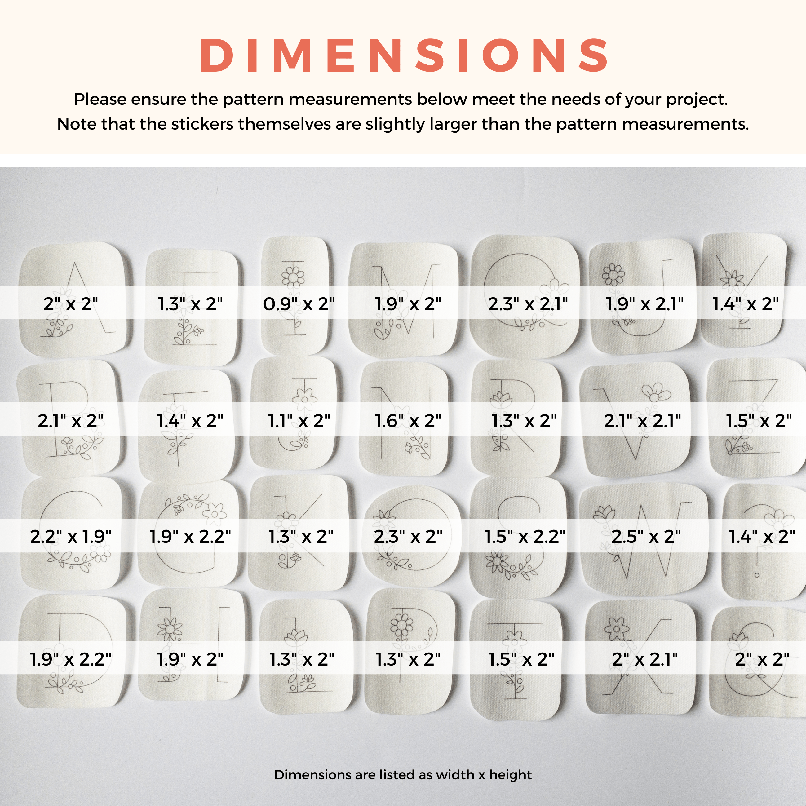 Floral Letters Stick and Stitch Patterns