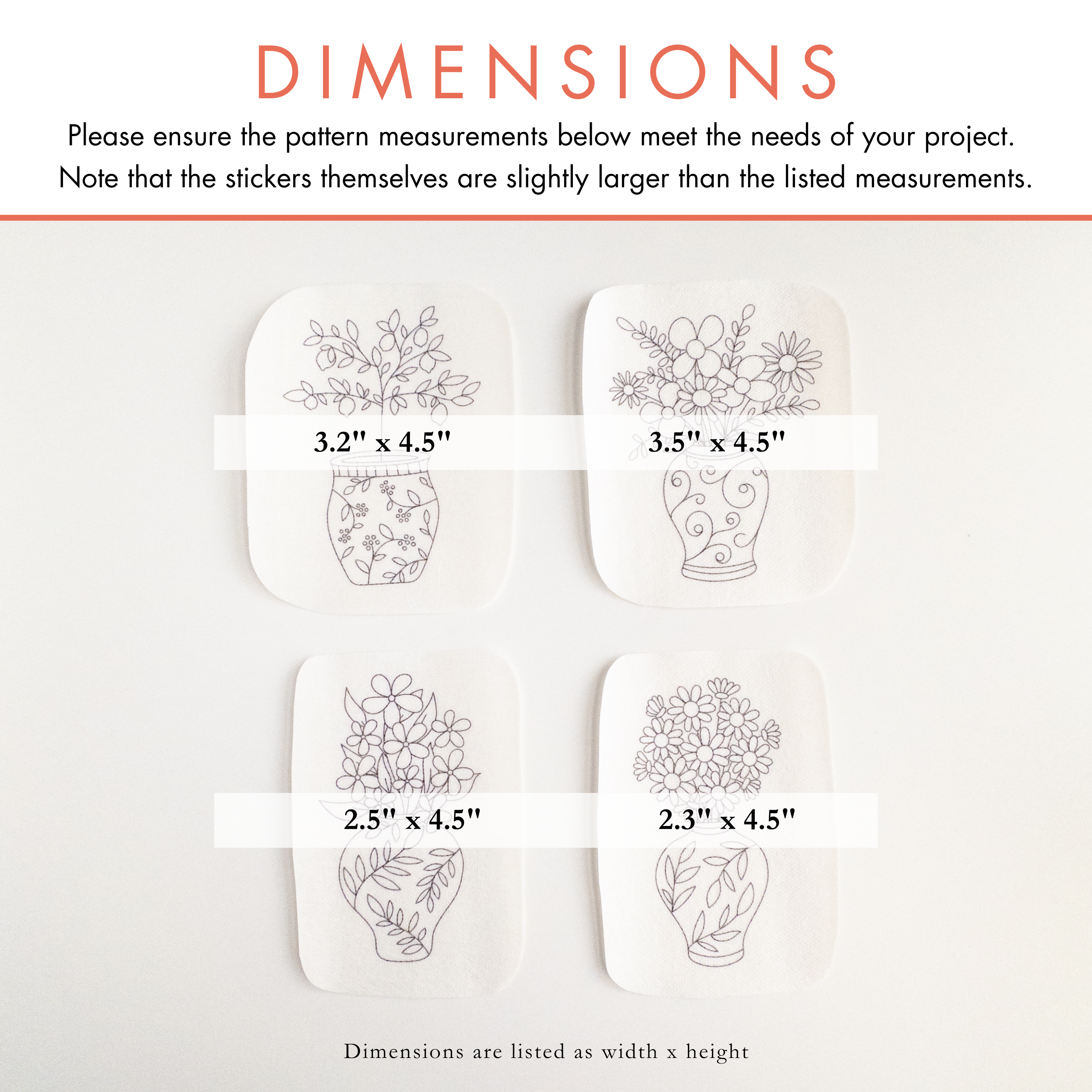 Ginger Jar Stick and Stitch Patterns