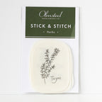Olmsted Needlework Co. Stick & Stitch Herbs embroidery patterns, featuring a Thyme design.