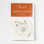 Pack of Olmsted Needlework Co. Honeybee Stick & Stitch embroidery patterns on white water-soluble stabilizer.