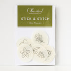Olmsted Needlework Co. Stick & Stitch Mini Flowers: 12 small, round, water-soluble embroidery patterns.