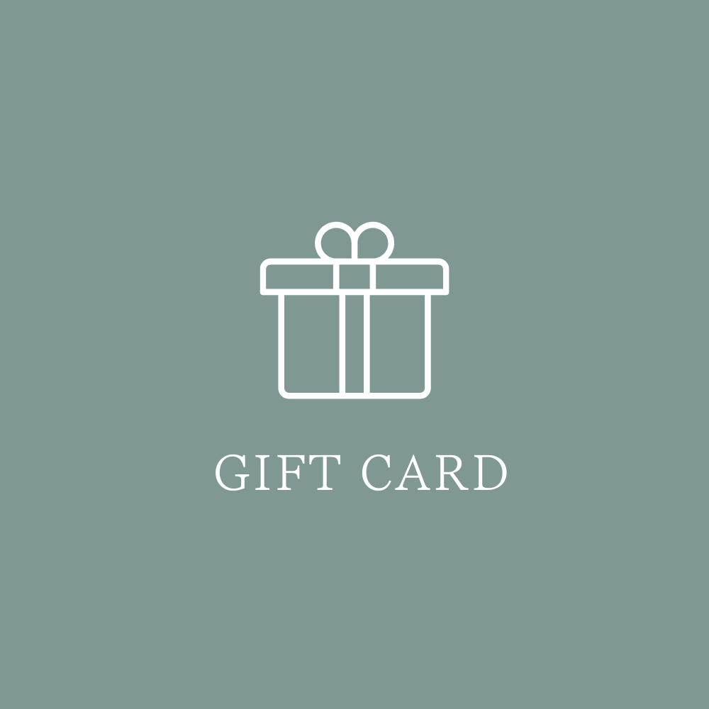 Olmsted Needlework Co. gift card icon: white outline of a present with a bow on a sage green background.