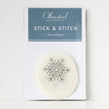 Olmsted Needlework Co. Stick & Stitch Snowflake patterns, 12 white water-soluble embroidery stickers.