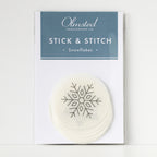 Olmsted Needlework Co. Stick & Stitch Snowflake patterns, 12 white water-soluble embroidery stickers.
