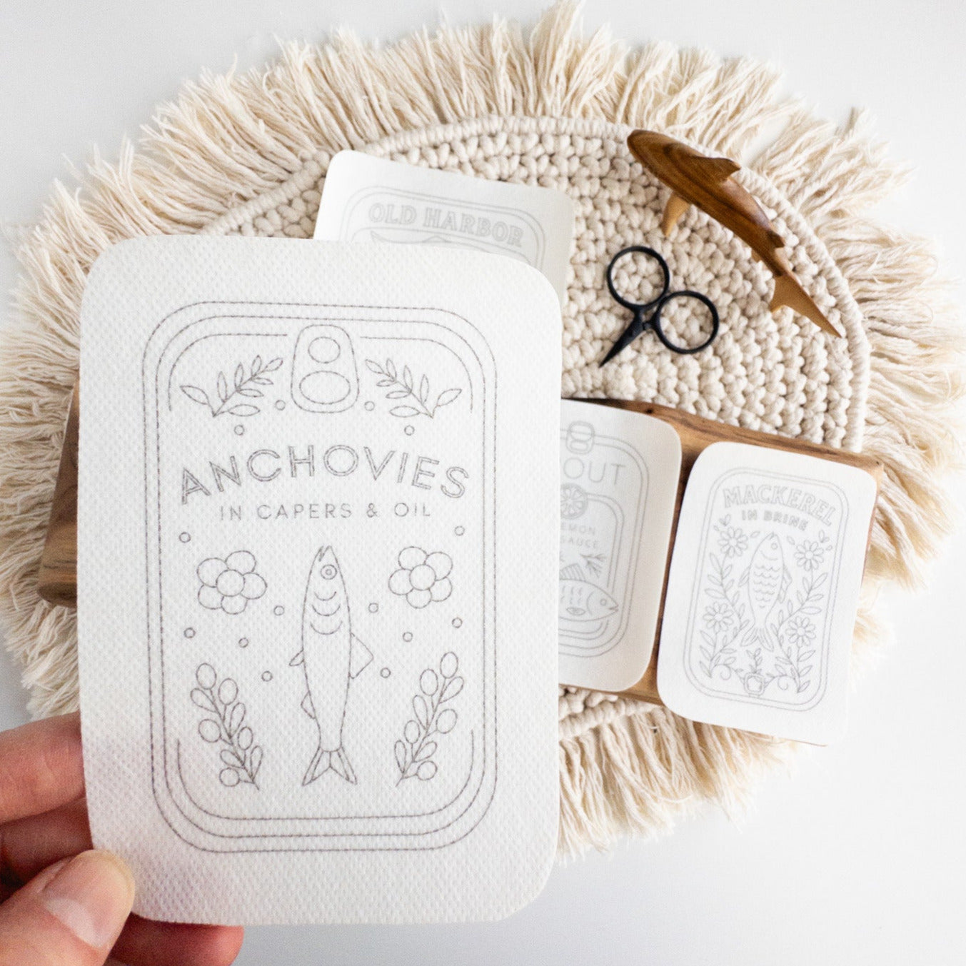 Tinned Fish Embroidery Stick and Stitch Patterns