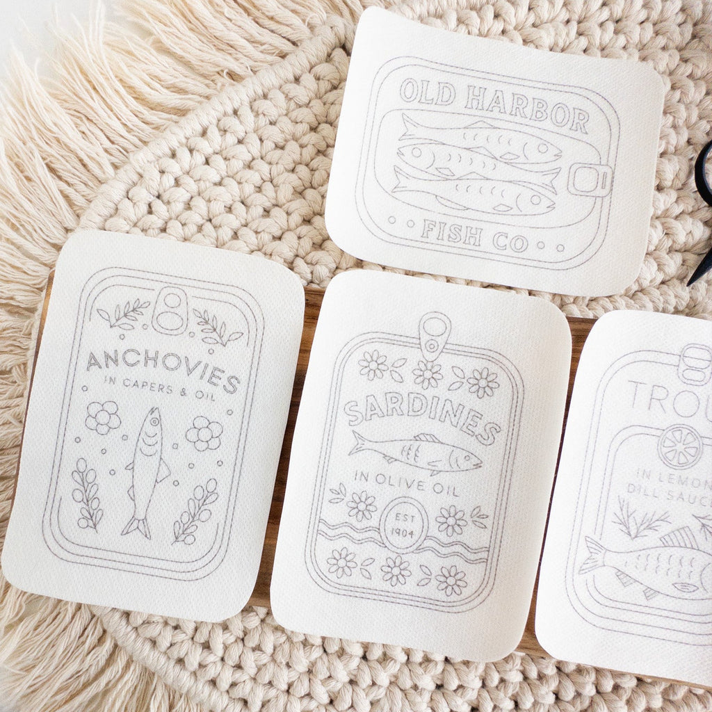Tinned Fish Embroidery Stick and Stitch Patterns