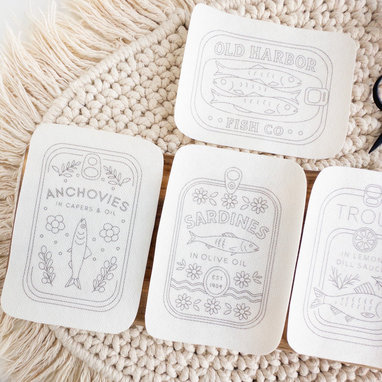 Tinned Fish Embroidery Stick and Stitch Patterns