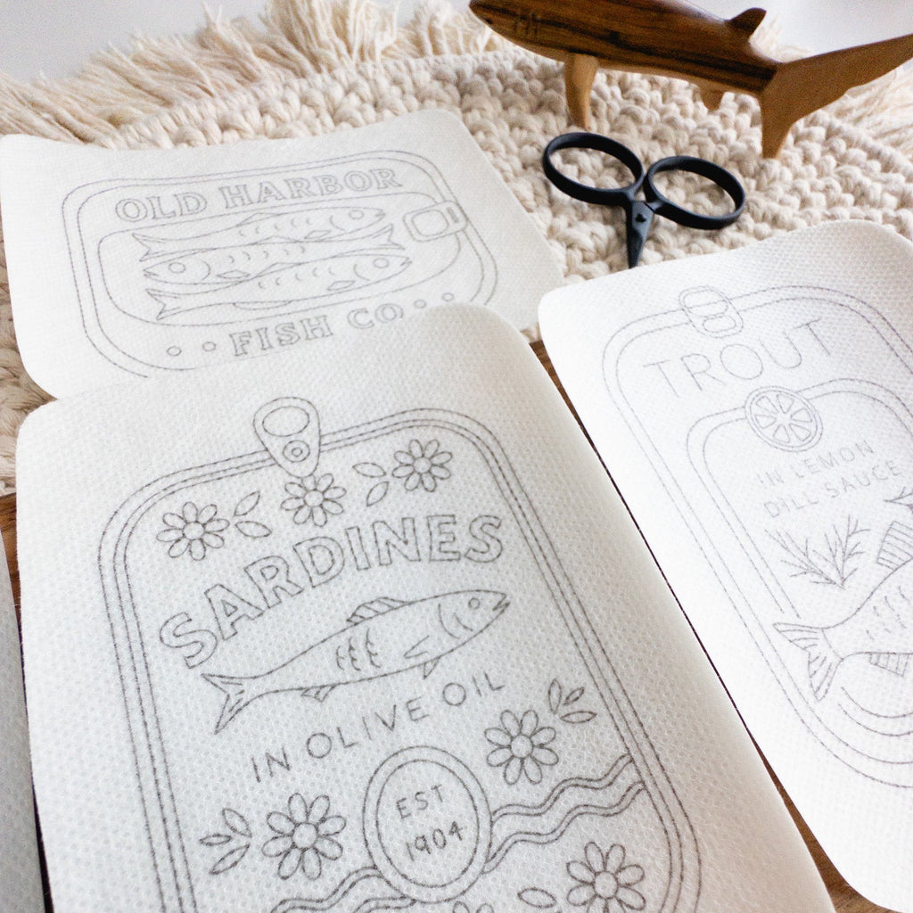 Tinned Fish Embroidery Stick and Stitch Patterns