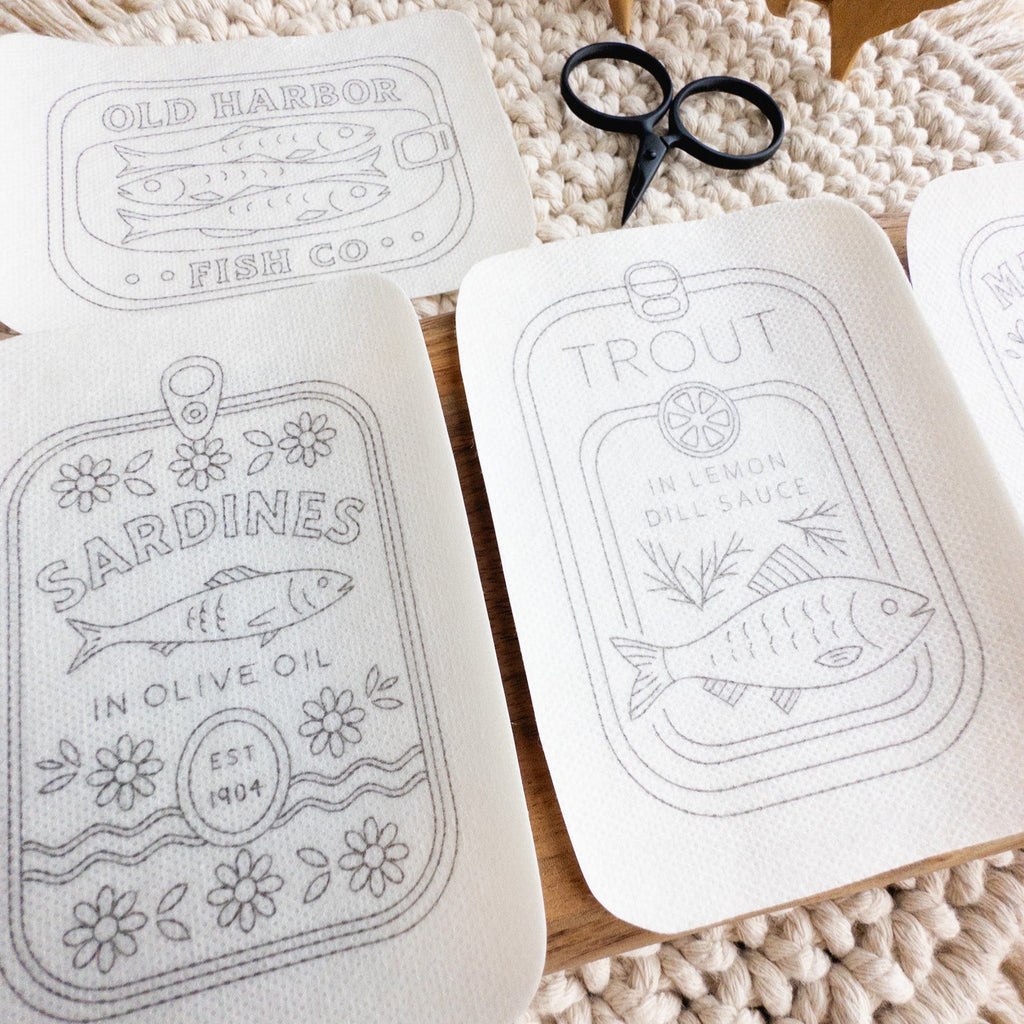 Tinned Fish Embroidery Stick and Stitch Patterns