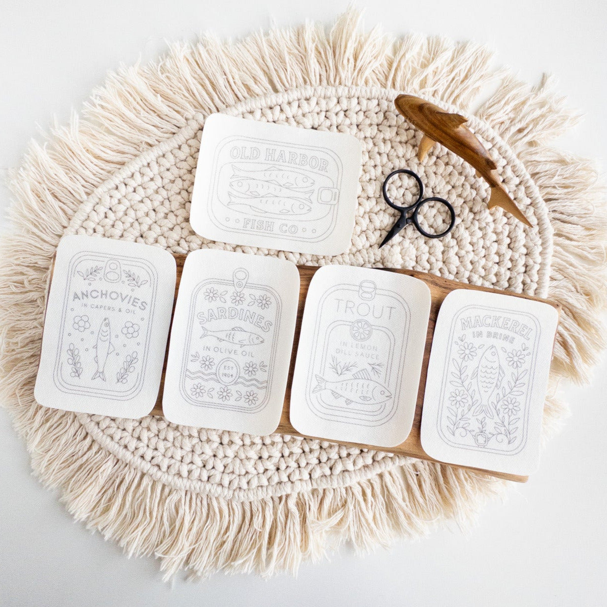 Tinned Fish Embroidery Stick and Stitch Patterns