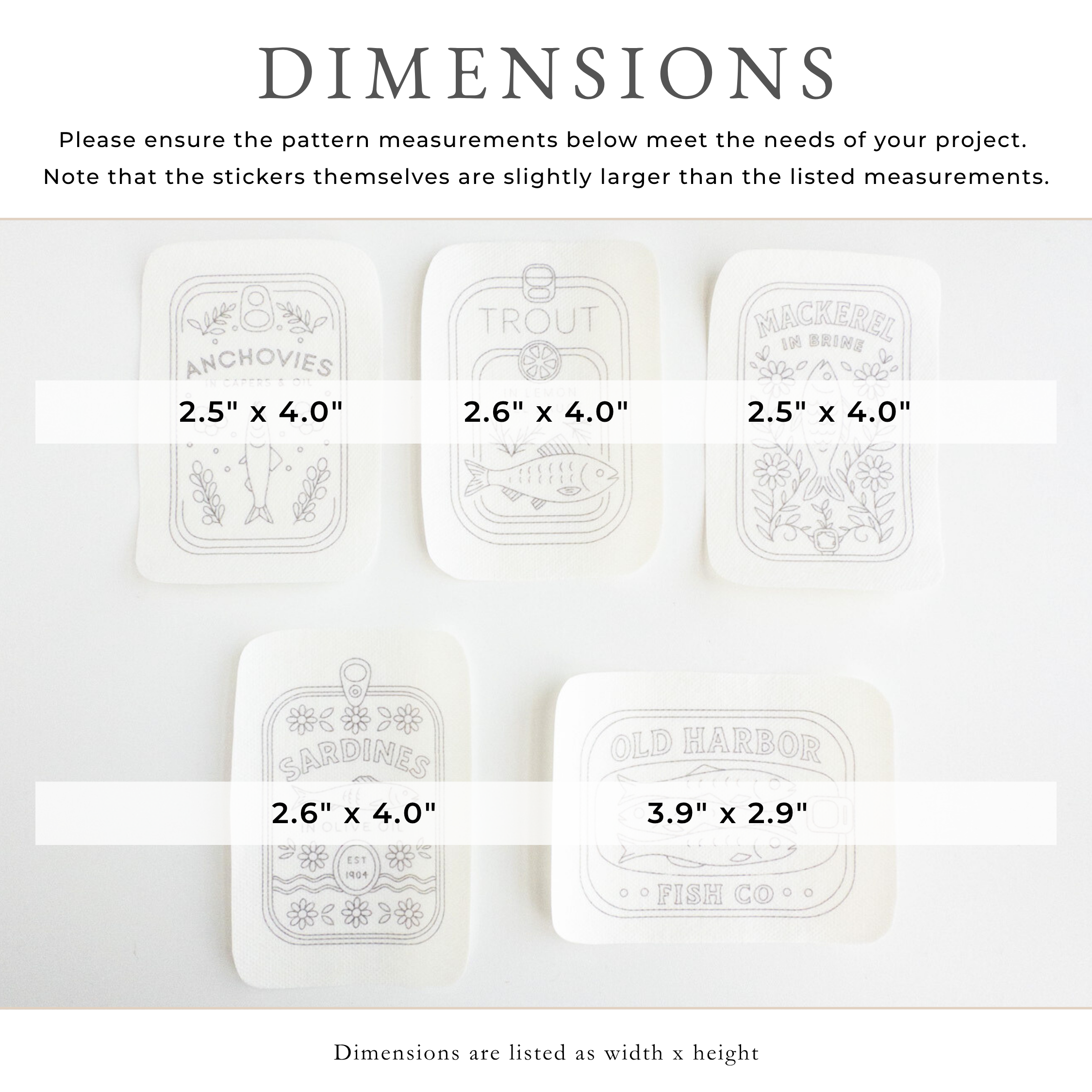 Tinned Fish Embroidery Stick and Stitch Patterns