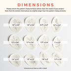 Twelve oval, off-white water-soluble stick and stitch wildflower embroidery patterns with varying dimensions.