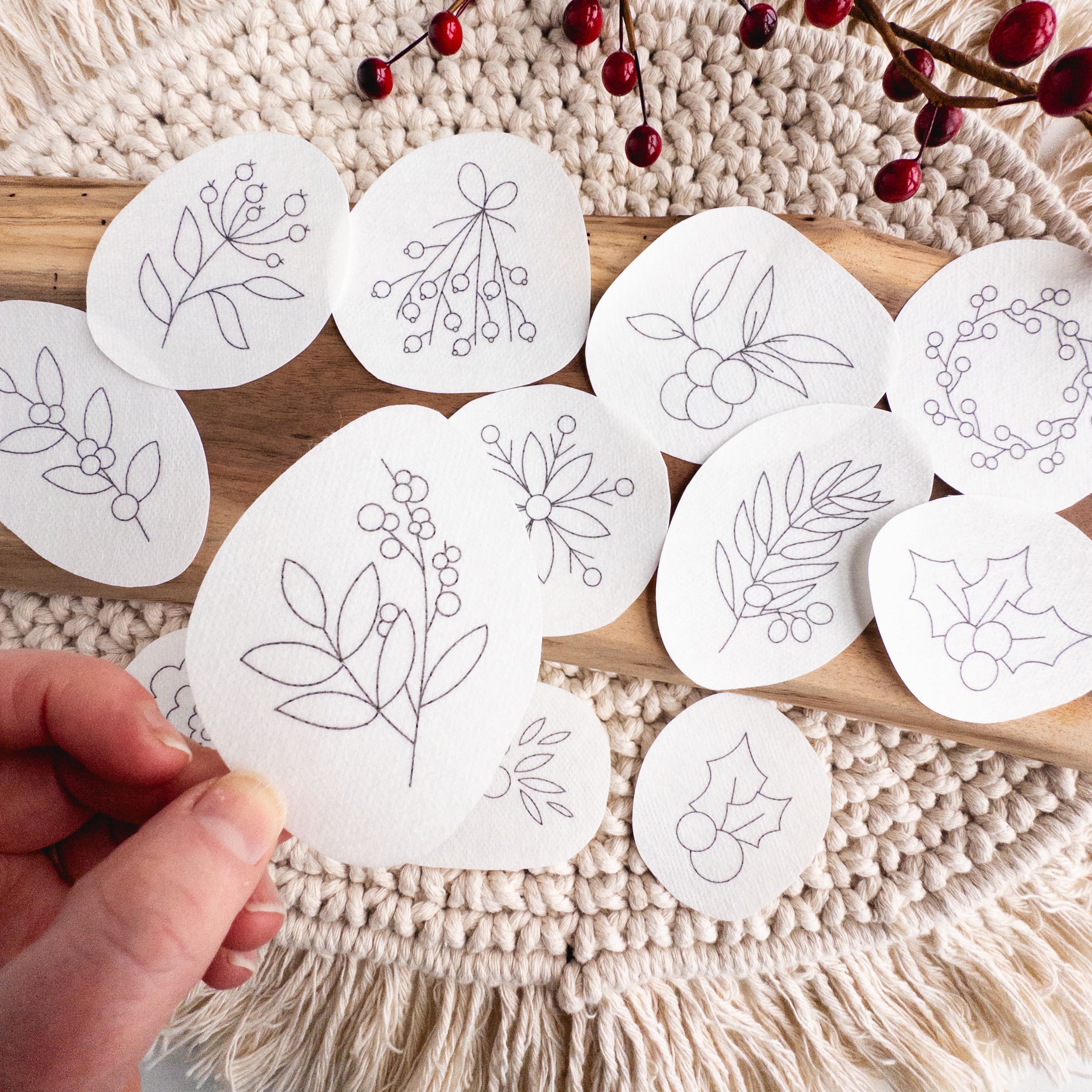 Winter Berry Stick and Stitch Patterns