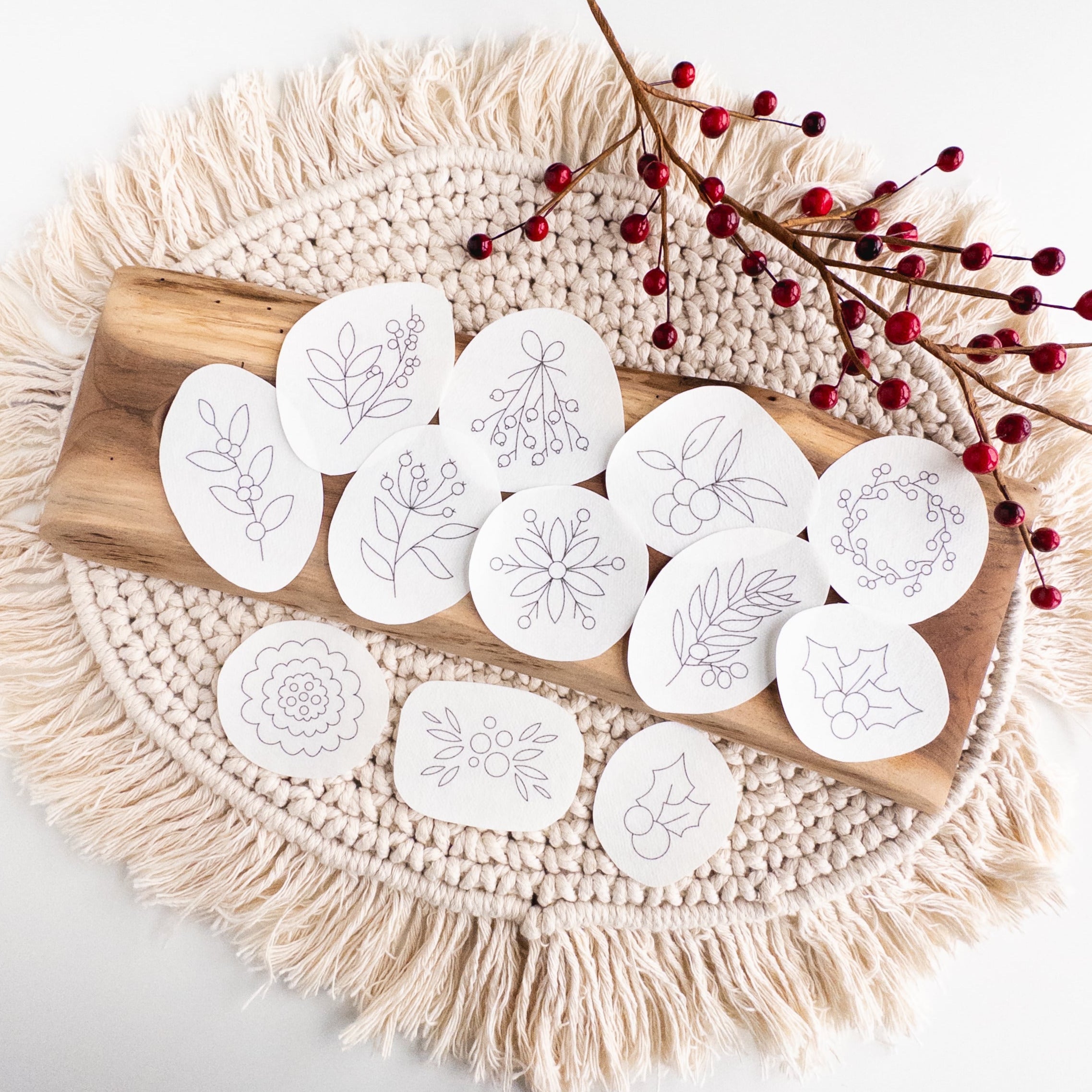 Winter Berry Stick and Stitch Patterns